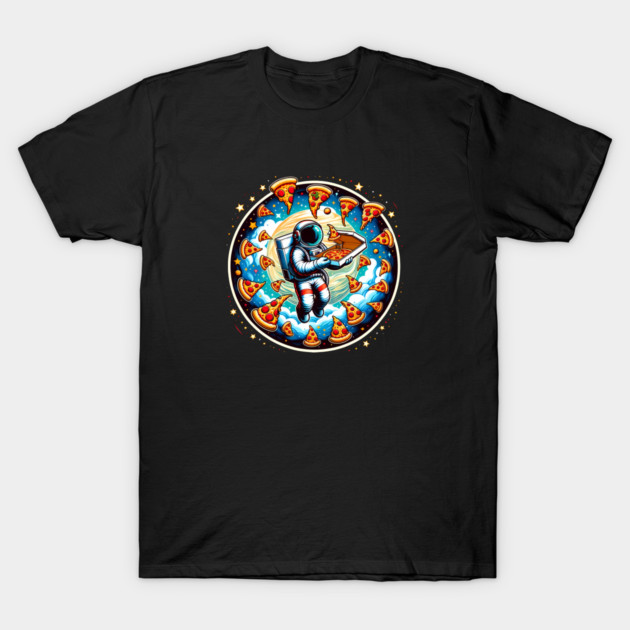 Astronaut in Space with Pizza, Love Eating T-Shirt by logiamerch