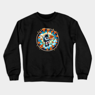 Astronaut in Space with Pizza, Love Eating Crewneck Sweatshirt