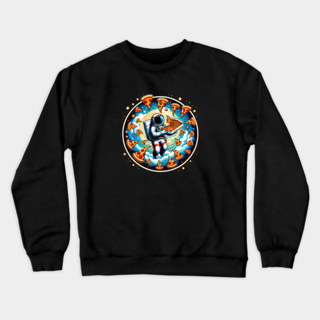 Astronaut in Space with Pizza, Love Eating Crewneck Sweatshirt by logiamerch