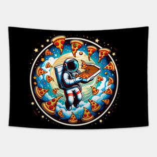 Astronaut in Space with Pizza, Love Eating Tapestry