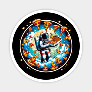 Astronaut in Space with Pizza, Love Eating Magnet