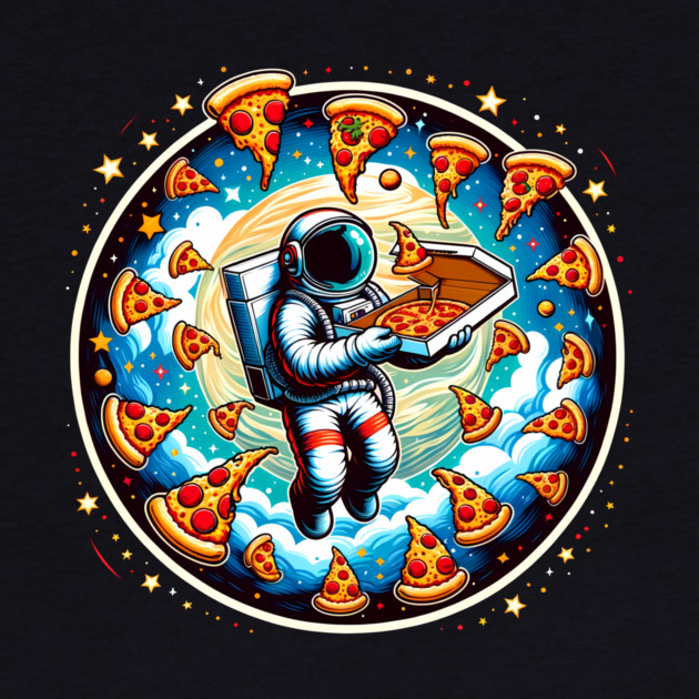 Astronaut in Space with Pizza, Love Eating by logiamerch