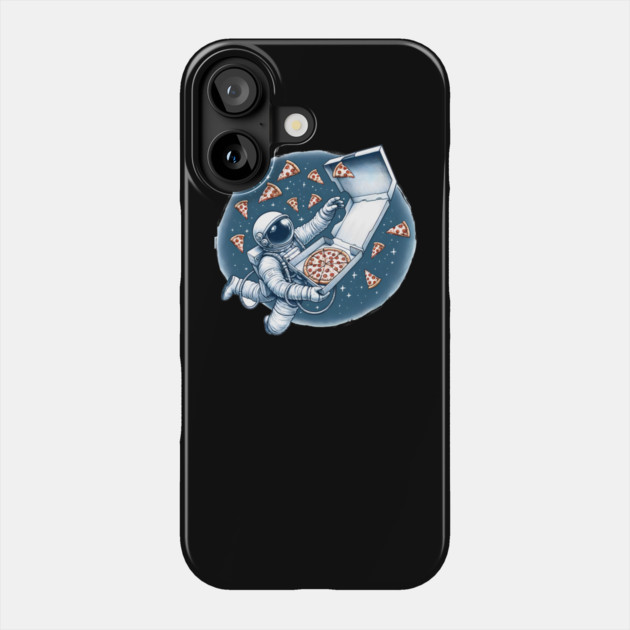 Astronaut in Space with Pizza, Love Eating Phone Case by logiamerch