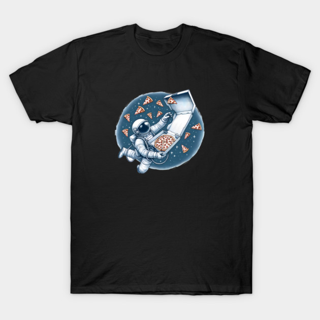Astronaut in Space with Pizza, Love Eating T-Shirt by logiamerch
