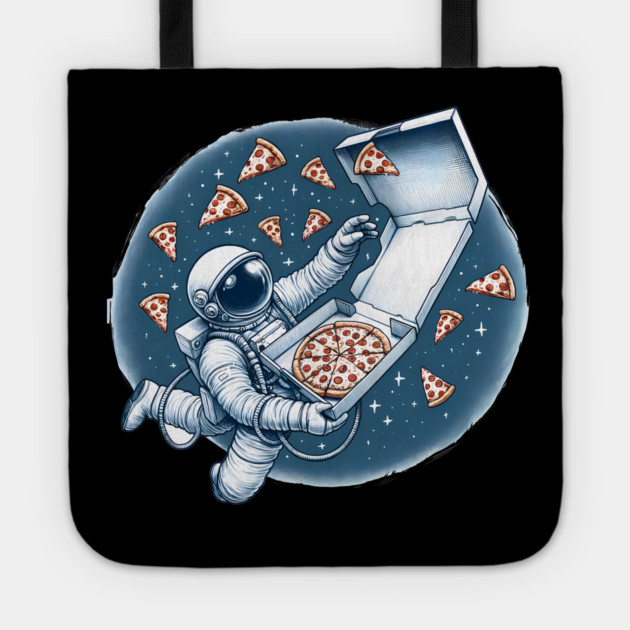 Astronaut in Space with Pizza, Love Eating Tote by logiamerch
