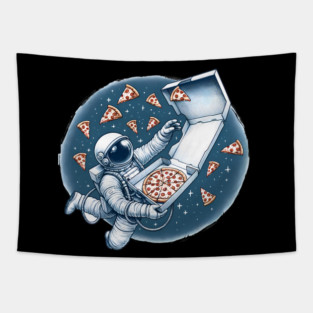 Astronaut in Space with Pizza, Love Eating Tapestry