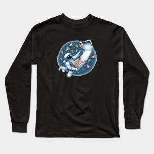 Astronaut in Space with Pizza, Love Eating Long Sleeve T-Shirt