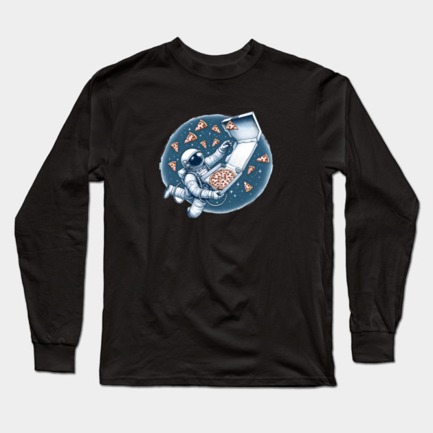 Astronaut in Space with Pizza, Love Eating Long Sleeve T-Shirt by logiamerch
