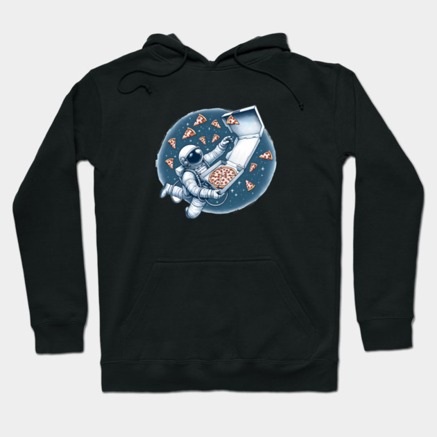Astronaut in Space with Pizza, Love Eating Hoodie by logiamerch