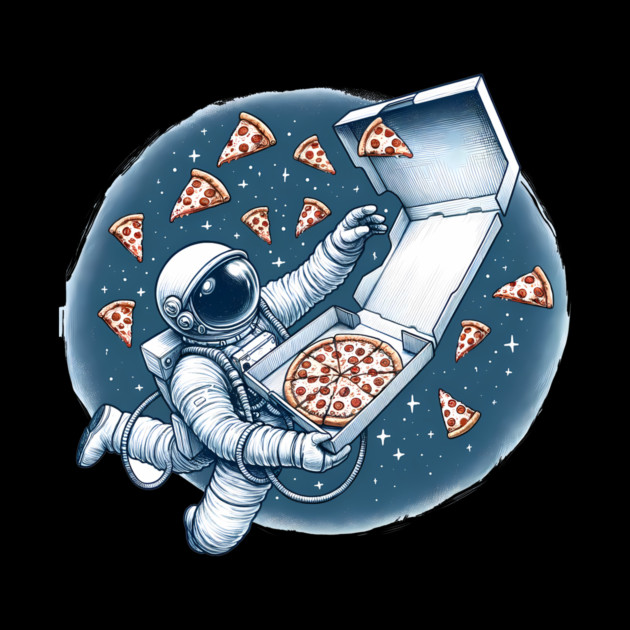 Astronaut in Space with Pizza, Love Eating by logiamerch