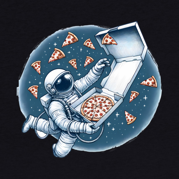 Astronaut in Space with Pizza, Love Eating by logiamerch