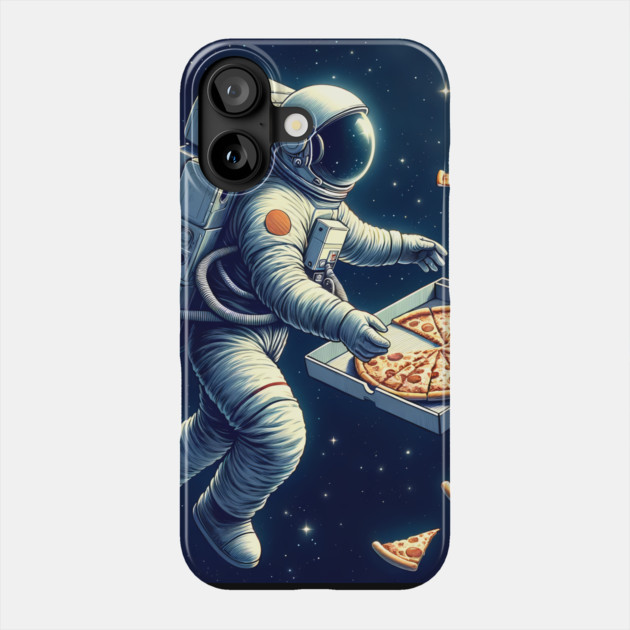 Astronaut in Space with Pizza, Love Eating Phone Case by logiamerch