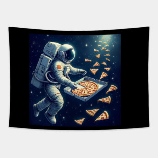 Astronaut in Space with Pizza, Love Eating Tapestry