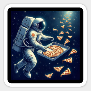 Astronaut in Space with Pizza, Love Eating Sticker