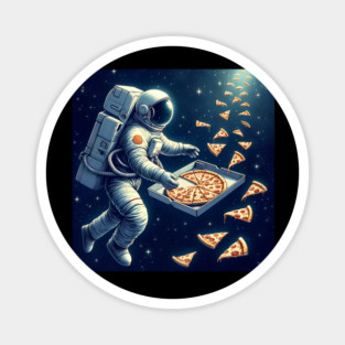 Astronaut in Space with Pizza, Love Eating Magnet