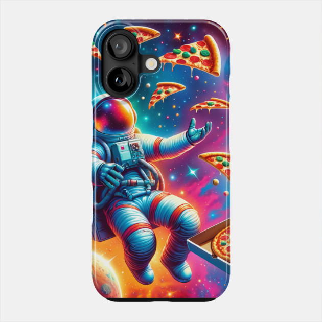 Astronaut in Space with Pizza, Love Eating Phone Case by logiamerch