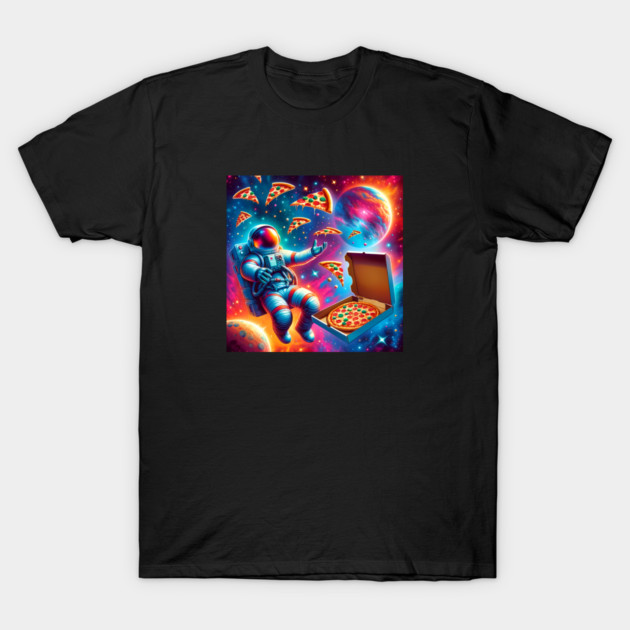 Astronaut in Space with Pizza, Love Eating T-Shirt by logiamerch