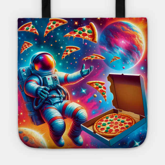Astronaut in Space with Pizza, Love Eating Tote by logiamerch