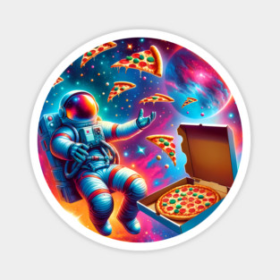 Astronaut in Space with Pizza, Love Eating Magnet