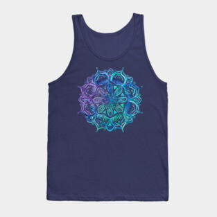 Iridescent Aqua and Purple Watercolor Mandala Tank Top