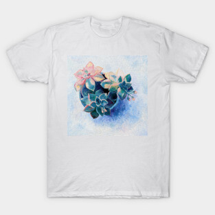 Pastel Succulents - an oil painting on canvas T-Shirt