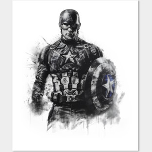 CAPTAIN AMERICA CHARCOAL Posters and Art
