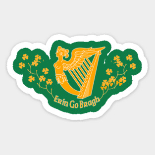 Ireland Forever - Erin Go Bragh Harp Shamrocks Sticker