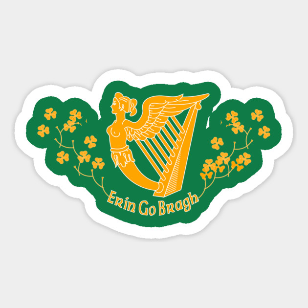 Ireland Forever - Erin Go Bragh Harp Shamrocks Magnet by Yesteeyear