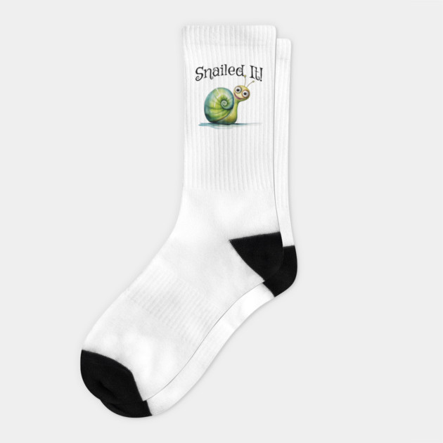 Snailed it! Happy little snail pun design Socks by Luxinda