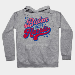 Biden Harris 2024 Groovy Retro Election 2024 Red White Blue Hoodie