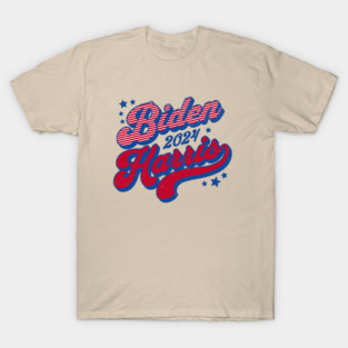 Biden Harris 2024 Groovy Retro Election 2024 Red White Blue T-Shirt