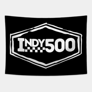 Indy 500 black and white graphic design Tapestry