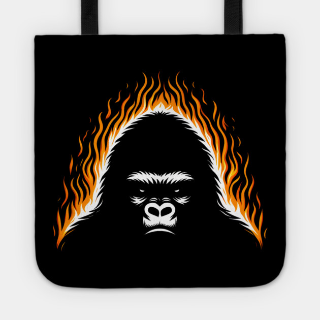 Inferno Ape Graphic – Fiery Gorilla Artwork Gift Tote by MakerMind8.2