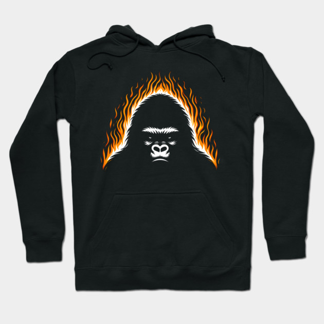 Inferno Ape Graphic – Fiery Gorilla Artwork Gift Hoodie by MakerMind8.2