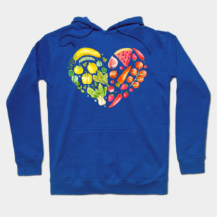 Fruits Vegetables Heart Watercolor - healthy living Hoodie