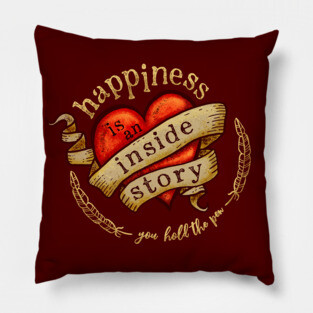 Happiness is an Inside Story - Tattoo Heart Pillow