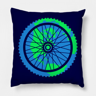 Mountain Bike Tire Earth Gear Graphic Biking Design Pillow