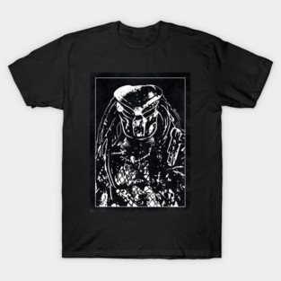 PREDATOR (Jungle Hunter) (Black and White) T-Shirt