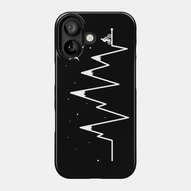 Bike EKG Heartbeat Mountain Biking Night Sky Phone Case by TeeCreations