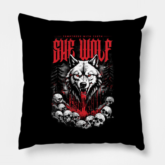 SHE WOLF Pillow by artslaves