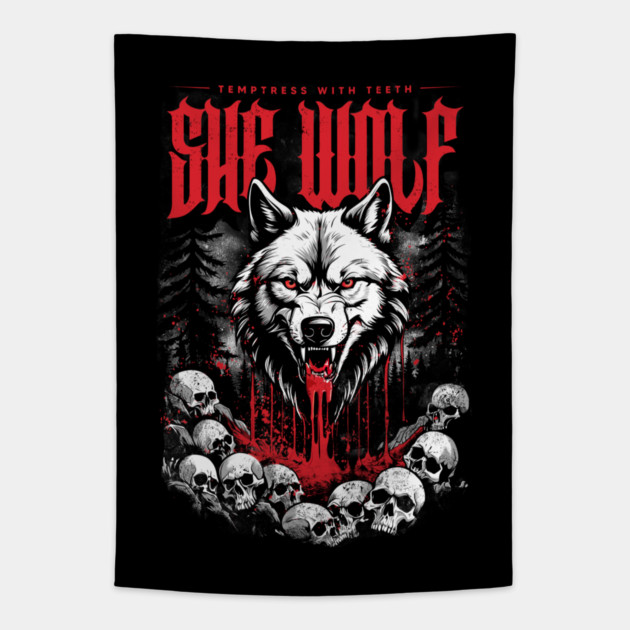 SHE WOLF Tapestry by artslaves