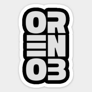 ORENOB text logo in light bright white / gray (6 letters vertical design) Sticker