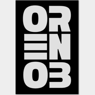 ORENOB text logo in light bright white / gray (6 letters vertical design) Posters and Art