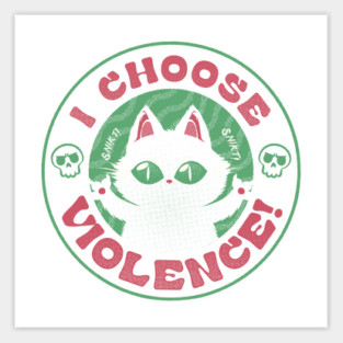 I Choose Violence Funny Cat by Tobe Fonseca Sticker