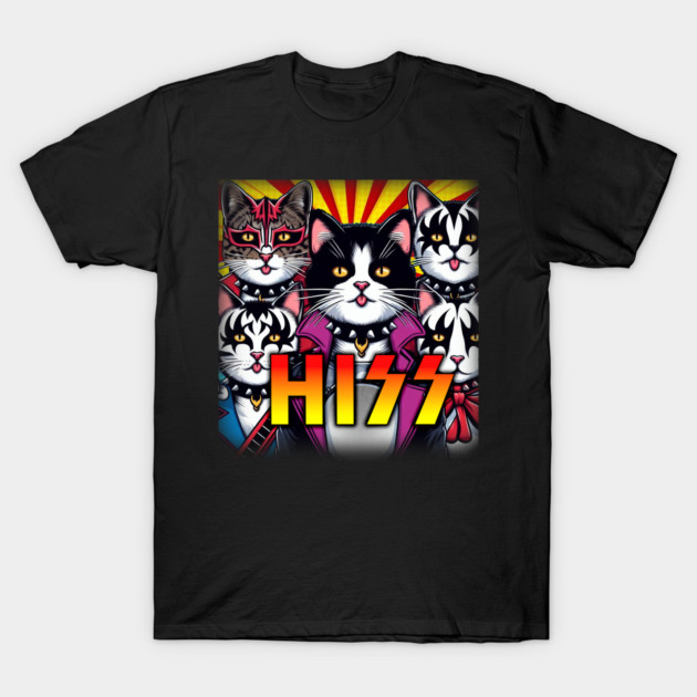 HISS - KISS band gift for cat lovers - Funny music T-Shirt by Adulting Sucks