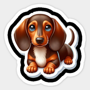 Miniature Dachshund Wiener Dog Art Sticker