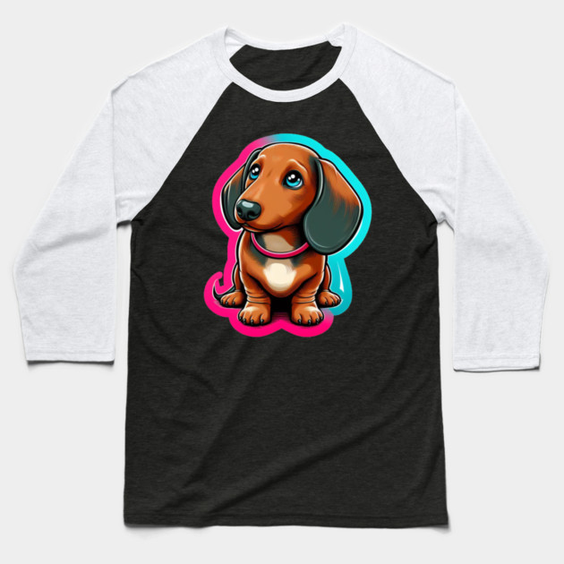 Miniature Dachshund Puppy Enchantment Baseball T-Shirt by IamActiveDog