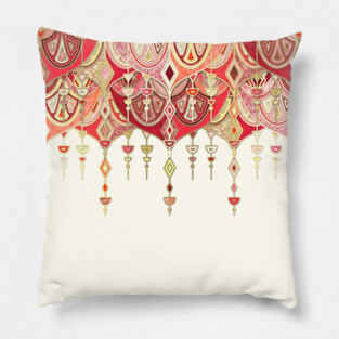 Royal Red Art Deco Double Drop Pillow
