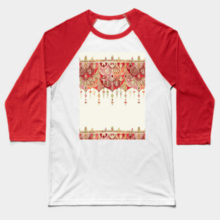 Royal Red Art Deco Double Drop Baseball T-Shirt