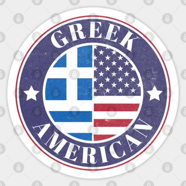 Proud Greek-American Badge - Greece Flag Sticker by Yesteeyear